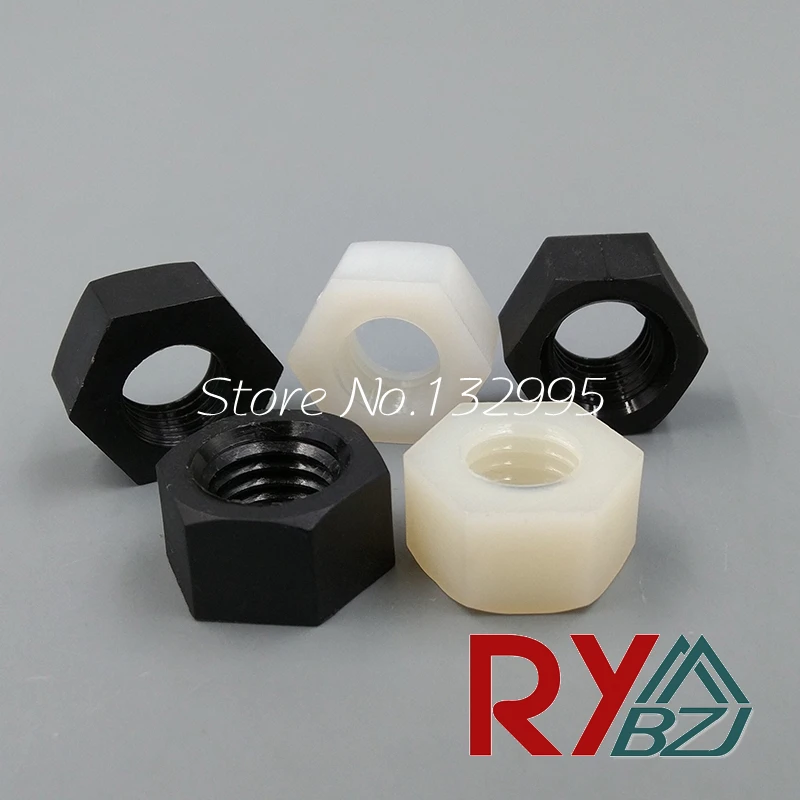 100pcs/lot Nylon hex nut plastic hex nut Nylon DIN934 M2 M2.5 M3 M4 M5