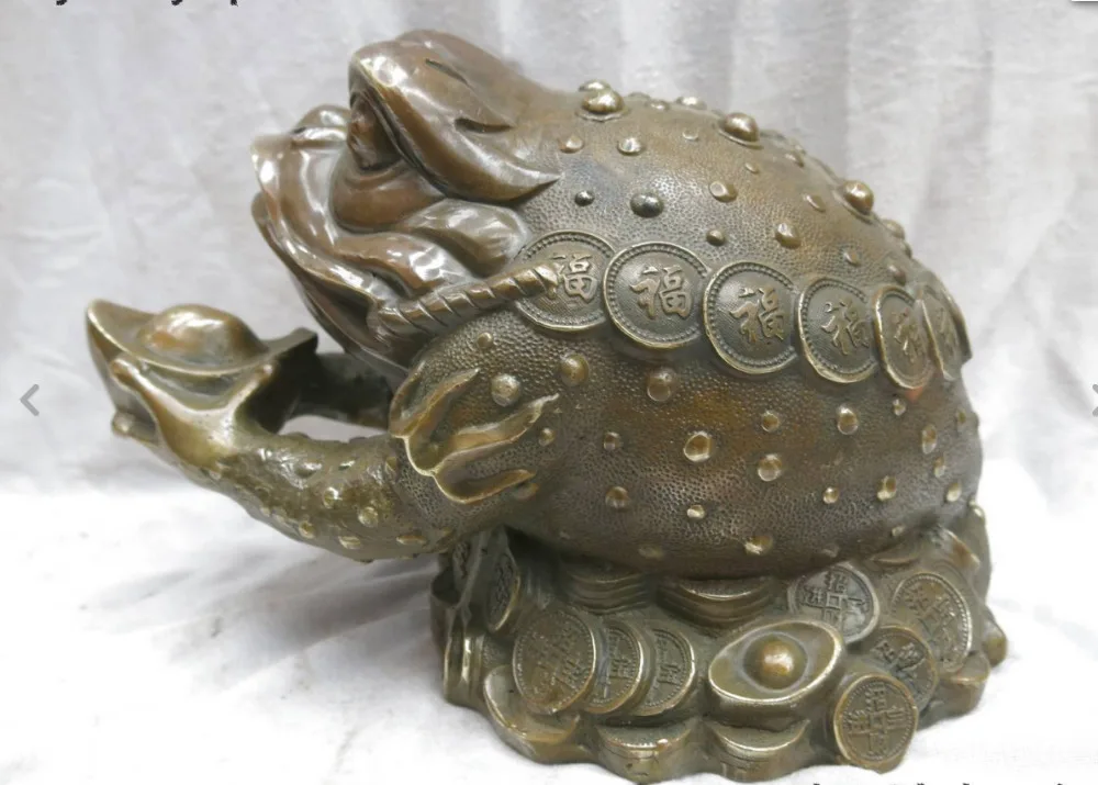 

671115737++10" China brass carved copper Feng Shui Treasures fill the home Spittor Statue