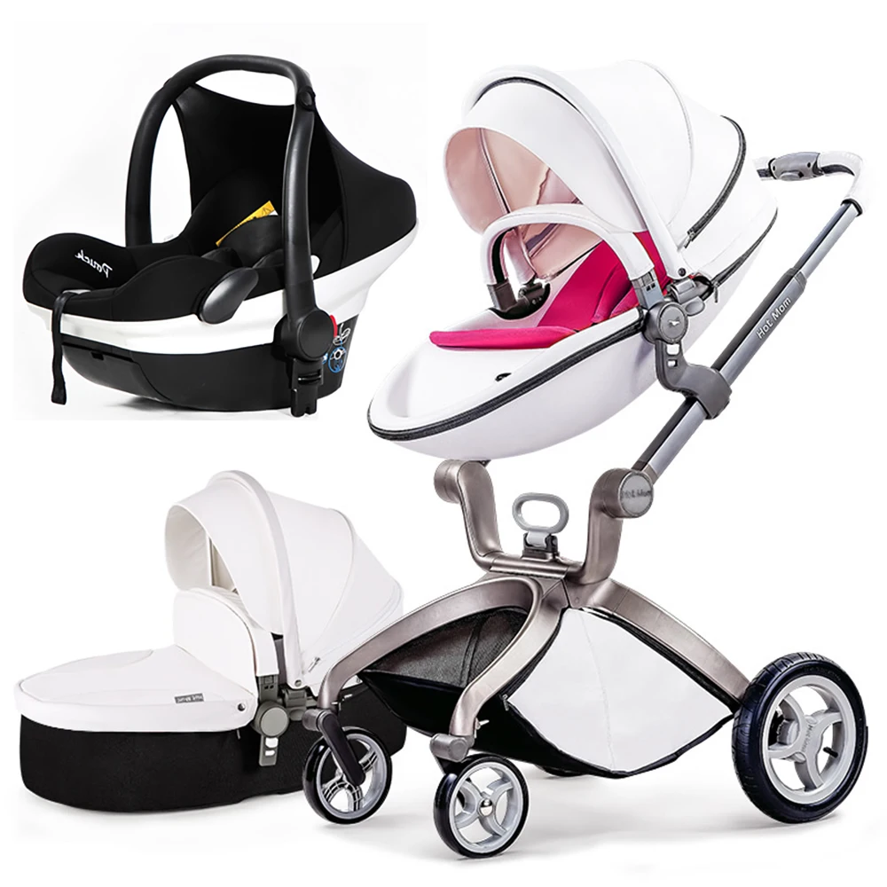 

Original hotmum Baby Strollers Hot mum Stroller 3 In 1 Hot Mum Baby Strollers 0-36 Months Use Leather Material Luxury Products
