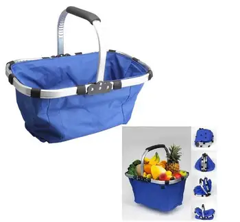 

New Arrival Waterproof Foldable Eco-friendly Reusable Shopping Bag Grocery Basket Blue Red