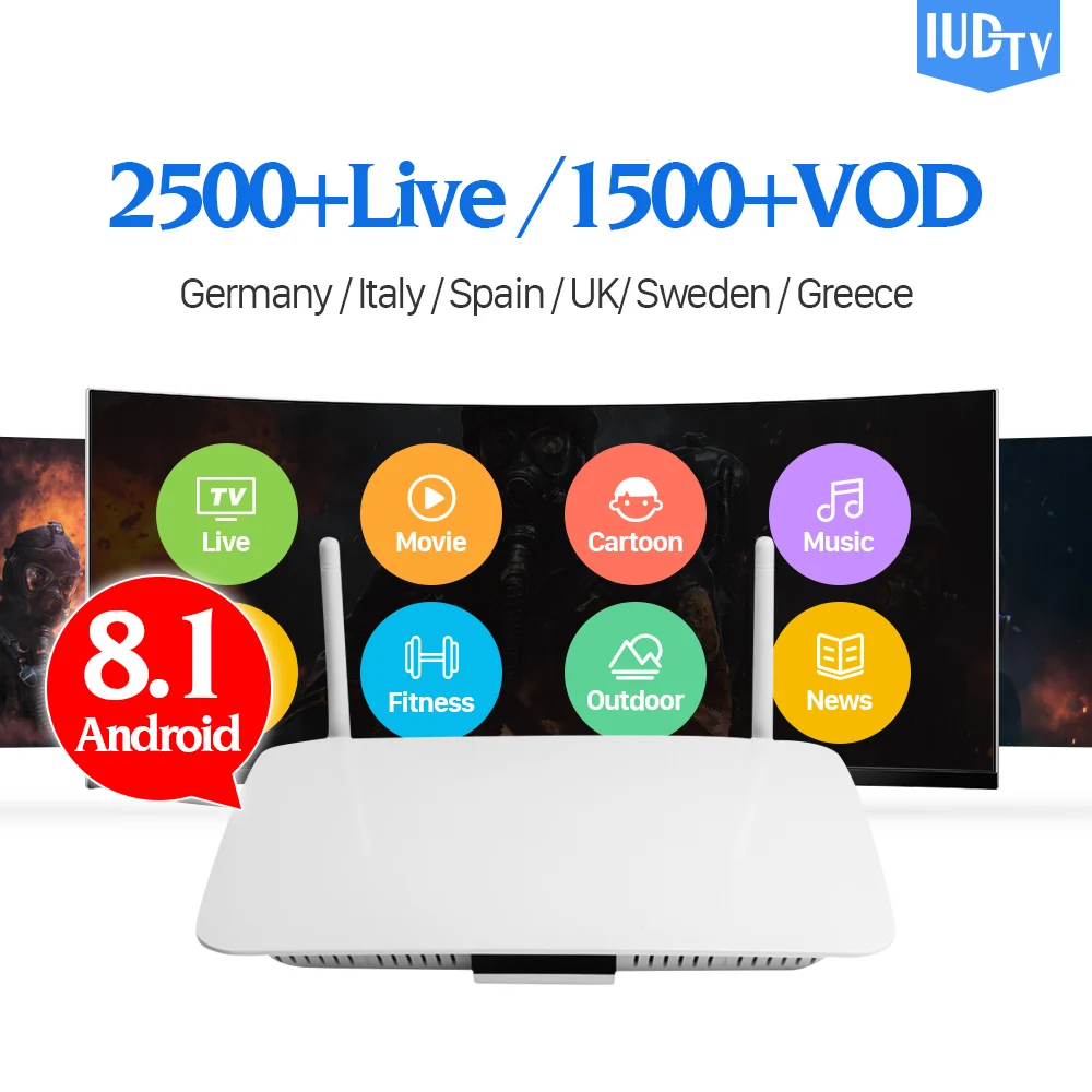 

IPTV 1 Year Italia Android 8.1 Smart TV Box RK3229 Quad Core TV Receiver IUDTV IPTV Subscription Europe Sweden Italy Sweden IPTV