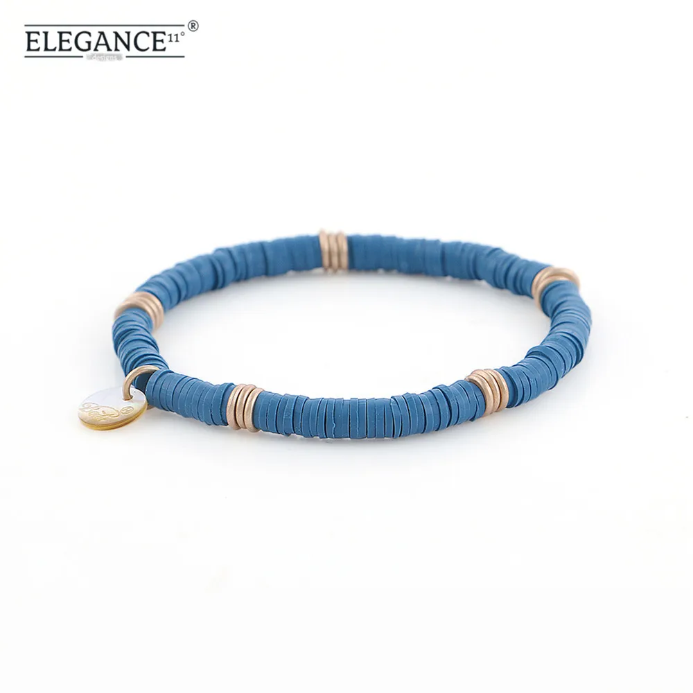 

Elegance Polymer Clay Beads Bracelet Navy Blue Soft Silicon Beaded Bracelets Women Vintage Retro Jewelry Gift for Best Friends