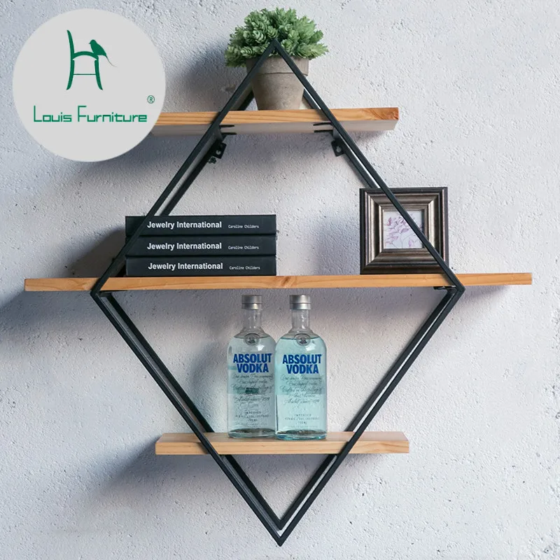 

Louis Fashion Creative Decoration of Partition on Solid Iron Wood Wall of Bookshelf Living Room