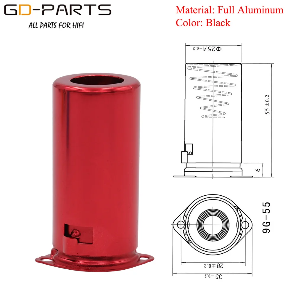 1 шт. 55 мм алюминиевая вакуумная трубка Защитная пленка для 12AX7 ECC83 12AU7 ECC82 12AT7 5670 6DJ8 6922 винтажный усилитель DIY - Цвет: RED