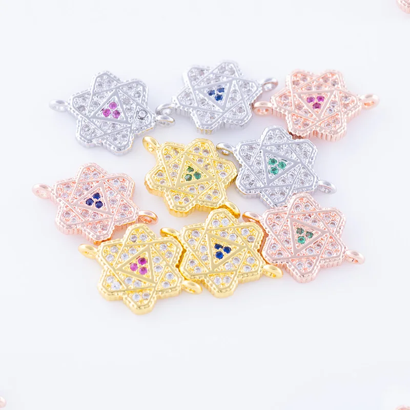 

2017 New Arrival connectors for jewelry making small flower charms diy accessories micro pave CZ rhinestone copper jewelry