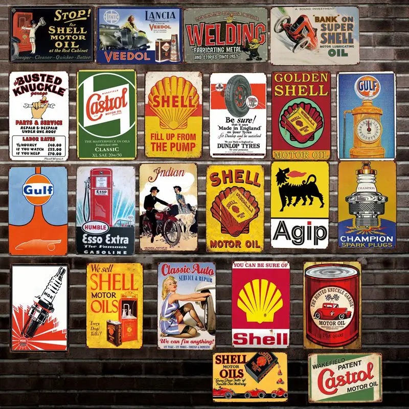 

[ WellCraft ] Motor Oils Garage Metal Painting Wall Plaque Custom Tin Sign Antique bar Pub Decor HY-1691