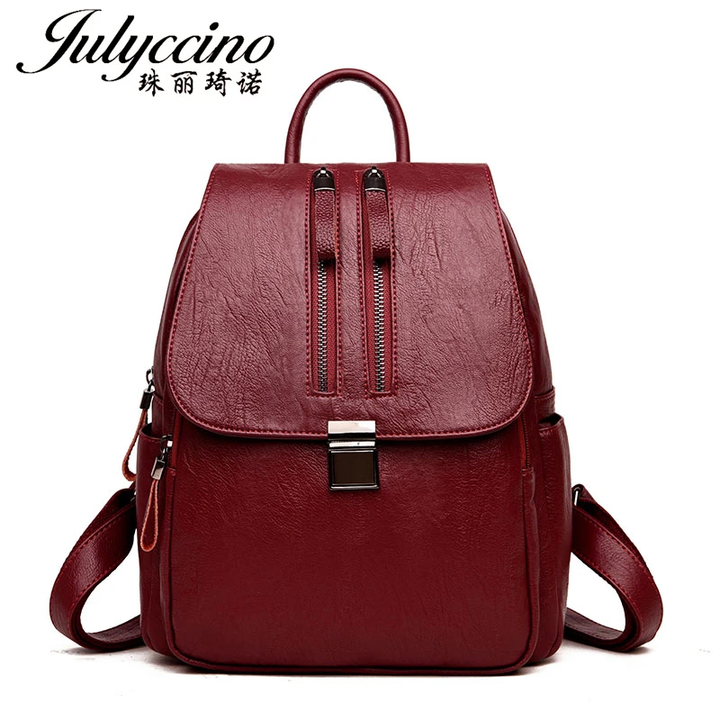 

JULYCCINO Fashion Women Backpack High Quality PU Leather Backpacks Student School Bags Female Rucksack Travel Women Bag mochila