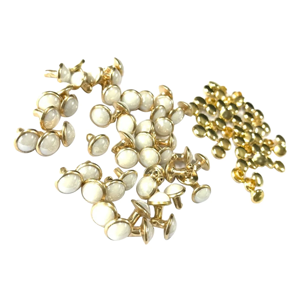 50 Sets Mushroom Dome Rivets Studs Buttons for Leather Belt Bag Shoes Leathercraft 7.5MM	
