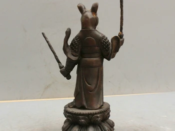 

9'' China Folk Fengshui Brass Statue Zodiac Warrior Dog Sculpture