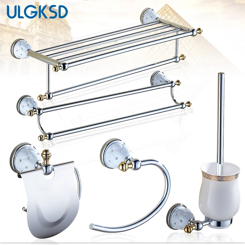 

Ulgksd Bathroom accessories towel hook Paper Tissue Holder wall mount para bathroom towel shelves toilet brush holder