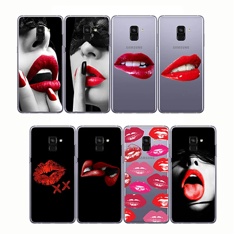 

Sexy Girl lips Kylie Jenner lipstick kiss pattern soft phone cases cover Coque fundas for Samsung A8 A9 2018 A8 2015 A5 A6 A7