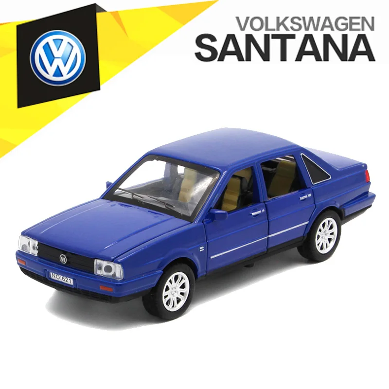 1:32 VW Santana литая под давлением модель, металлический автомобиль для мальчика, детский подарок с функцией оттягивания/музыка/светильник/с открывающимися дверцами