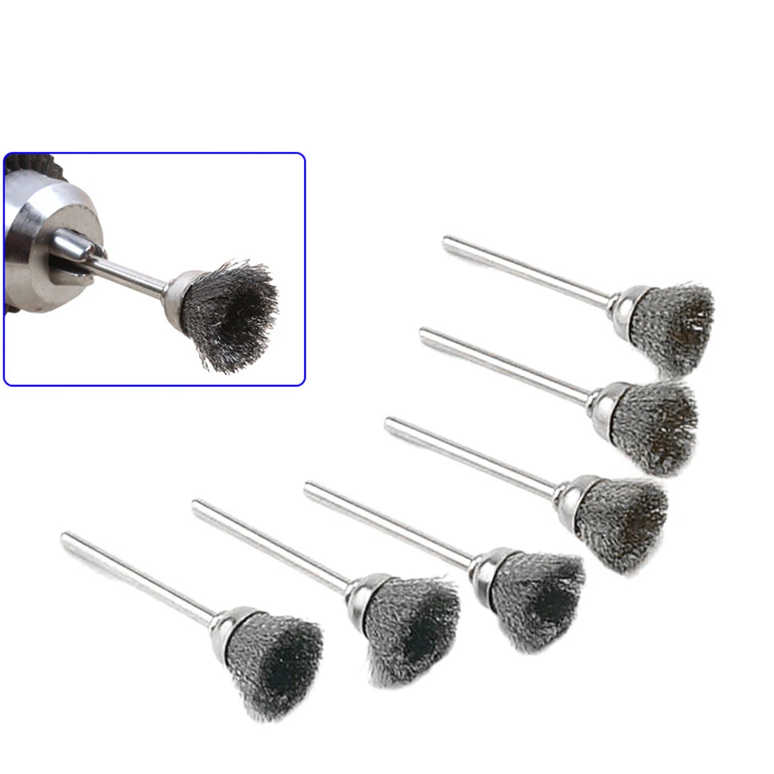 Sliver 10pcs Steel Wire Wheel Brushes Dremel Accessorie for Rotary