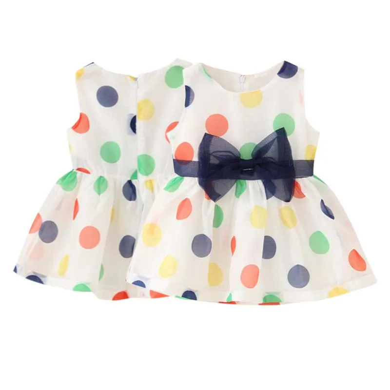 

Hot Baby Girl Dress Summer Baby Bow Chiffon Dress Infant Girl Sleeveless Dot Dress Baby Birthday Dress