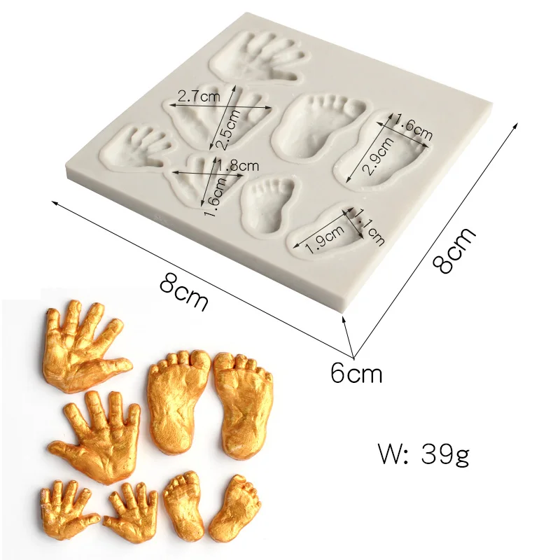 Baby hand and foot print silicone mold DIY fondant cake chocolate mold sugar dry Pez mold baking utensils kitchen accessories