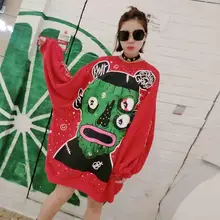 Tops Blusa Winter Thailand New Tide Card Printing Little Monster Loose Long Sleeved Sweater Women Sweatshirts Hoodies Free Size