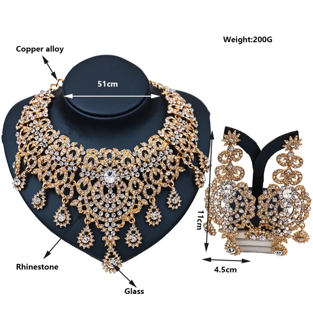 Новинка года LAN дворец parure bijoux femme mariage нигерийские ожерелье и серьги для вечерние ювелирные изделия из Индии