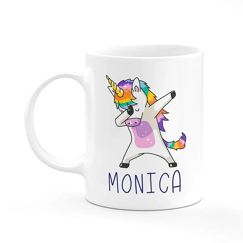 

Dabbing Unicorn PRIDE Personalized Tea Coffee Mugs with Name FREE CUSTOMIZATION Christmas Gifts Birthday Present Party Favors