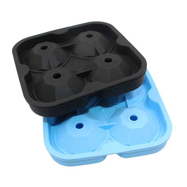 4 Cavity Diamond Shape 3D Ice Cube Mold Ice Maker Silicone Trays Chocolate Mold Kitchen Tool 2018ing