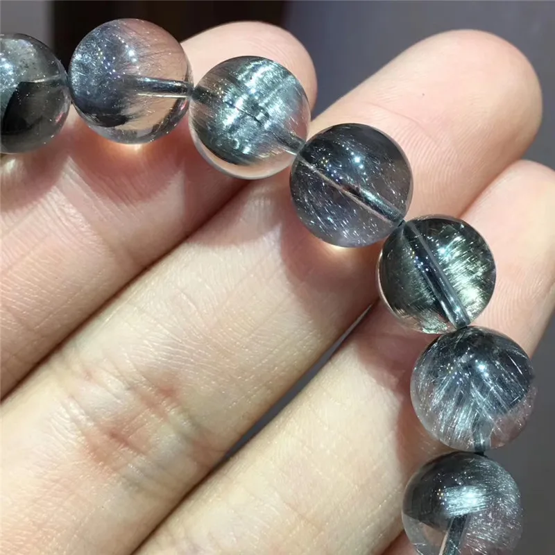 Natural Brookite Platinum Silver Rutilated Quartz Bracelet  (2)