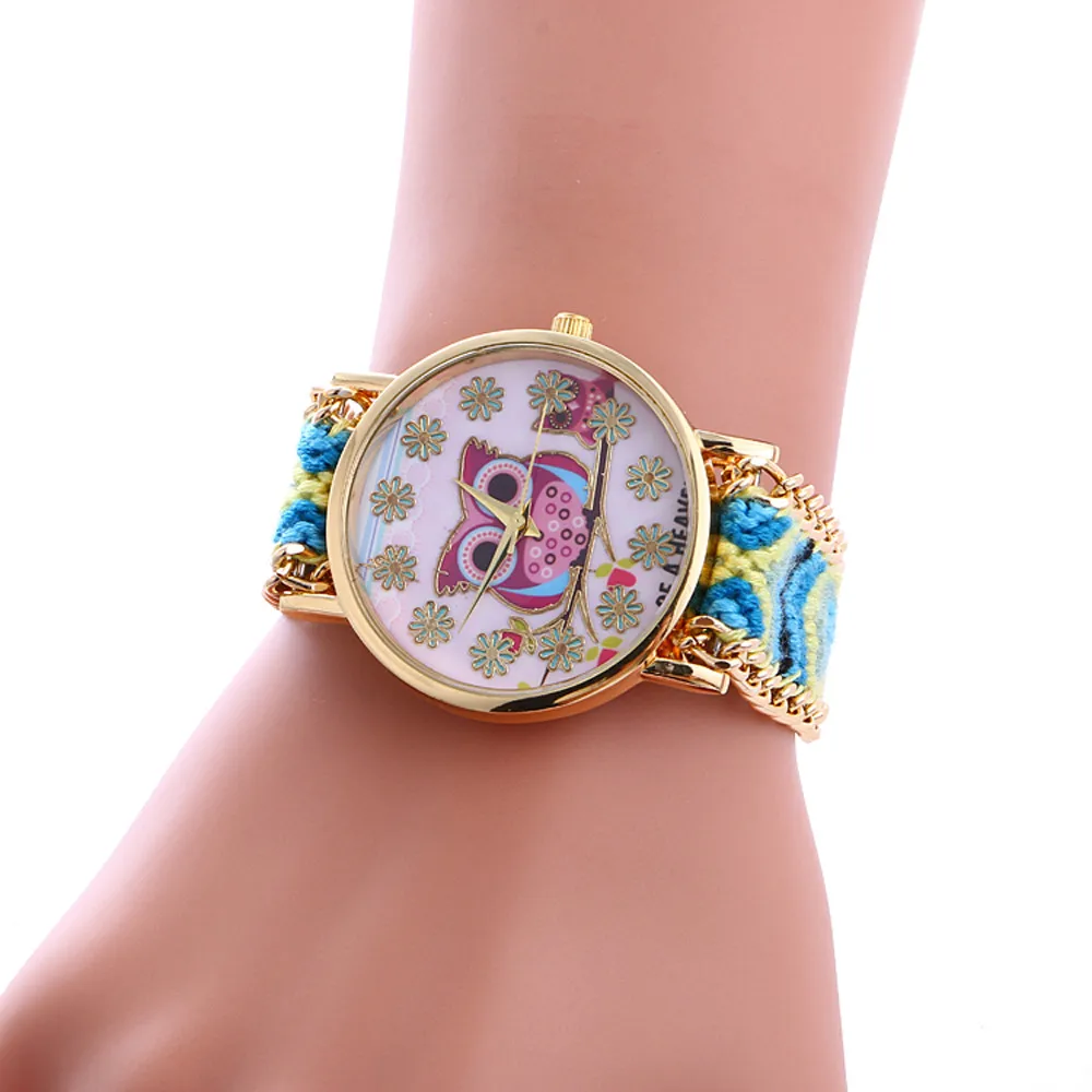 

Bracelet Watch Women Owl Pattern Weaved Knitted Band Women Watches Relojes Mujer 2019 Ladies Watch Gift Relogios Feminino