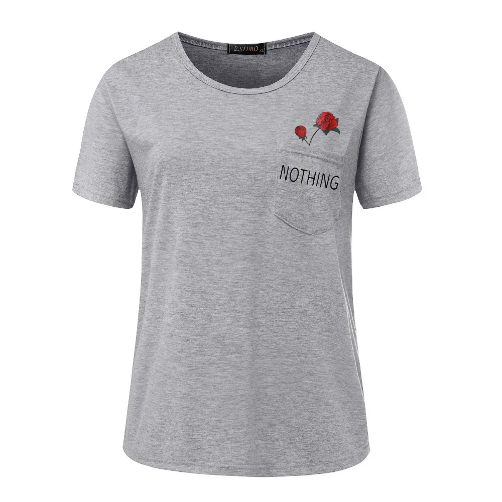 Nothing Letter Print T Shirt Rose Harajuku T-Shirt Women 2018 Summer Casual Short Sleeve TShirt White Gray Punk Shirts Nothing Letter Print T Shirt Rose Harajuku T-Shirt Women 2018 Summer Casual Short Sleeve TShirt White Gray Punk Shirts