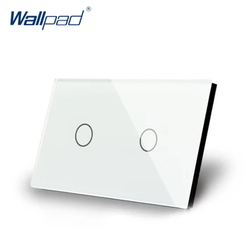

2 Gang 1 Way Fan Touch Switch US/AU Standard Wallpad Touch Screen Light Switch White Crystal Glass Panel