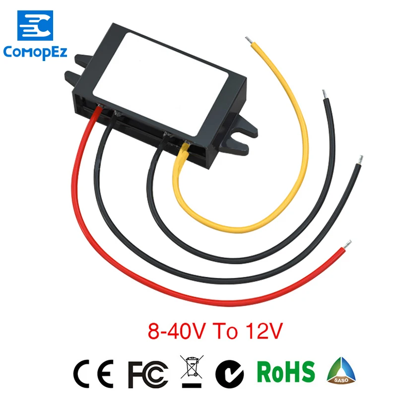 

DC-DC 12V/24V/36V(8-40V) to 12V Waterproof Module Converter 2A
