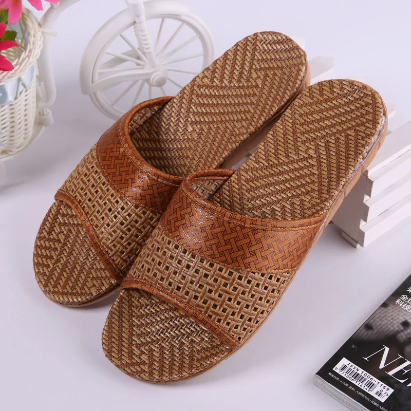Straw Mens Bamboo Sandals Mntrerm Summer Natural Bamboo Rattan