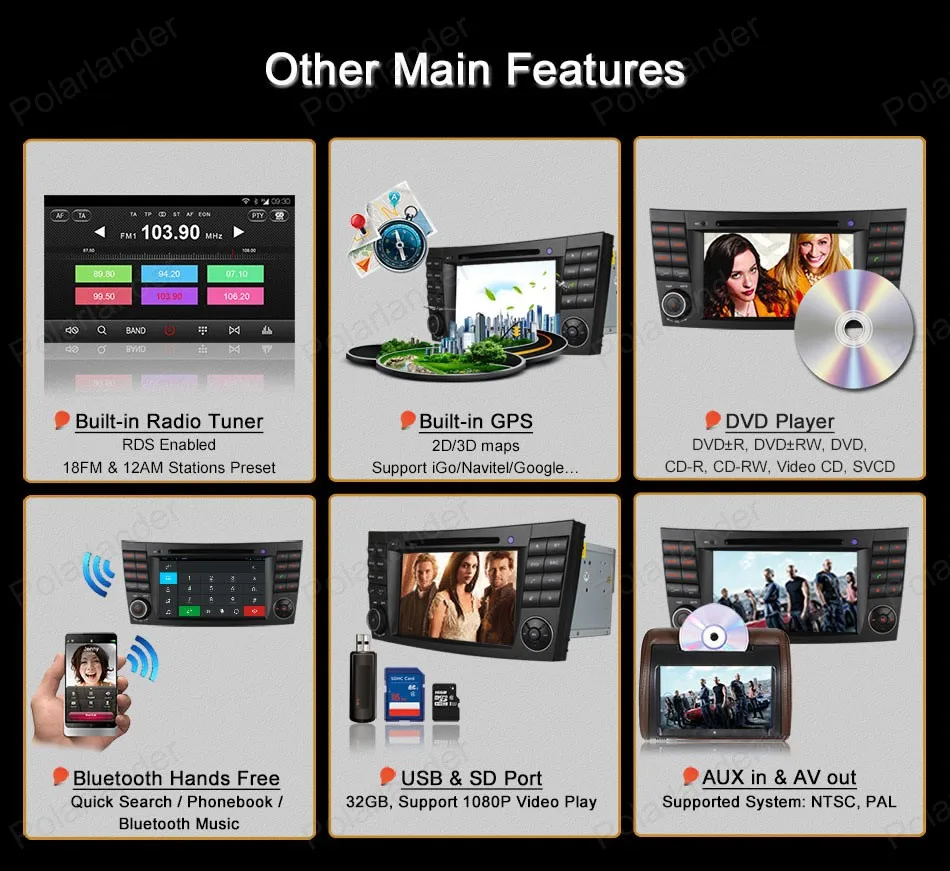 Cheap Android4.4 Car CD DVD player Support DTV GPS BT 3G WiFi DAB+ TPMS FM AM radio For B/enz E C/lass W211 W209 W219 14
