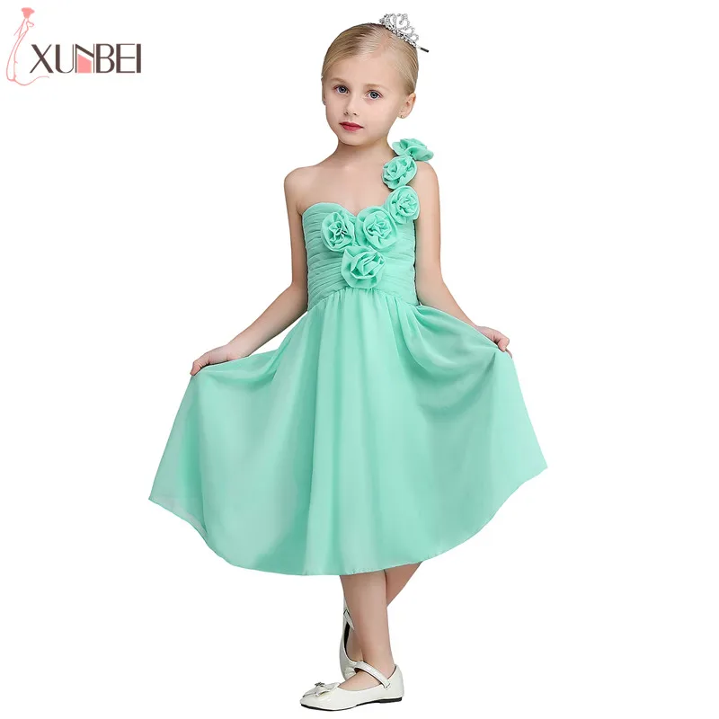 Женское шифоновое платье с одним плечом длиной до середины икры|communion dresses|flower girl