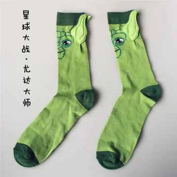 

New Star Wars character cotton socks Yoda grandmaster seam male socks funny ears 3D cartoon socks Meias Hemp man Socks
