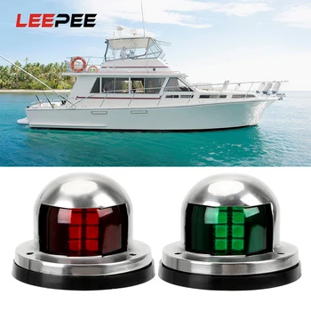 

LEEPEE 1 Pcs Yacht Warning Light Signal Light for Marine Boat Yacht DC 12V LED Bow Navigation Light Red/Green Stainless Steel