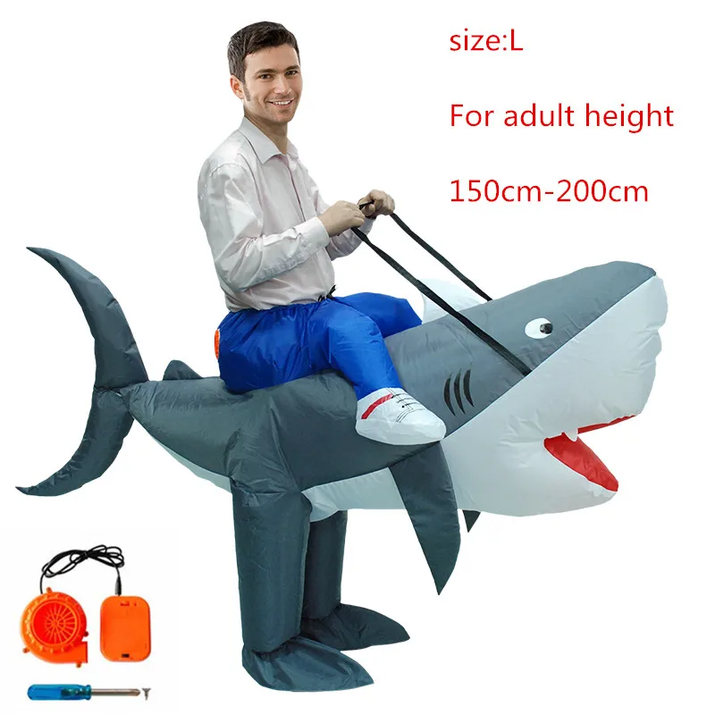

Halloween Unisex Shark Santa Polyester Tarpaulin Inflatable Clothing Funny Stage Outdoor Party Realistic Animal Cosplay Costume