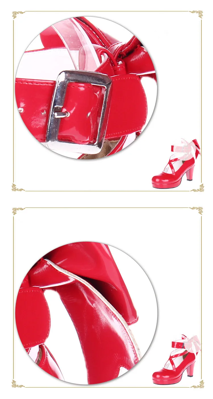 Туфли на высоком каблуке 6,5 см; красные туфли-лодочки с ремешками; милые женские туфли принцессы в стиле Лолиты для костюмированной вечеринки