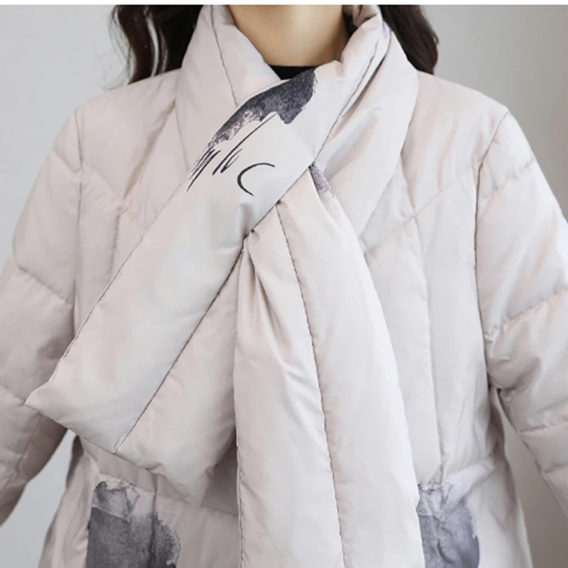 Winter Jacket Women Down Coat 2018 Fashion New Printing Parka Long Round neck High-end Covered Button Warm Female Outerwear l827 Winter Jacket Women Down Coat 2018 Fashion New Printing Parka Long Round neck High-end Covered Button Warm Female Outerwear l827