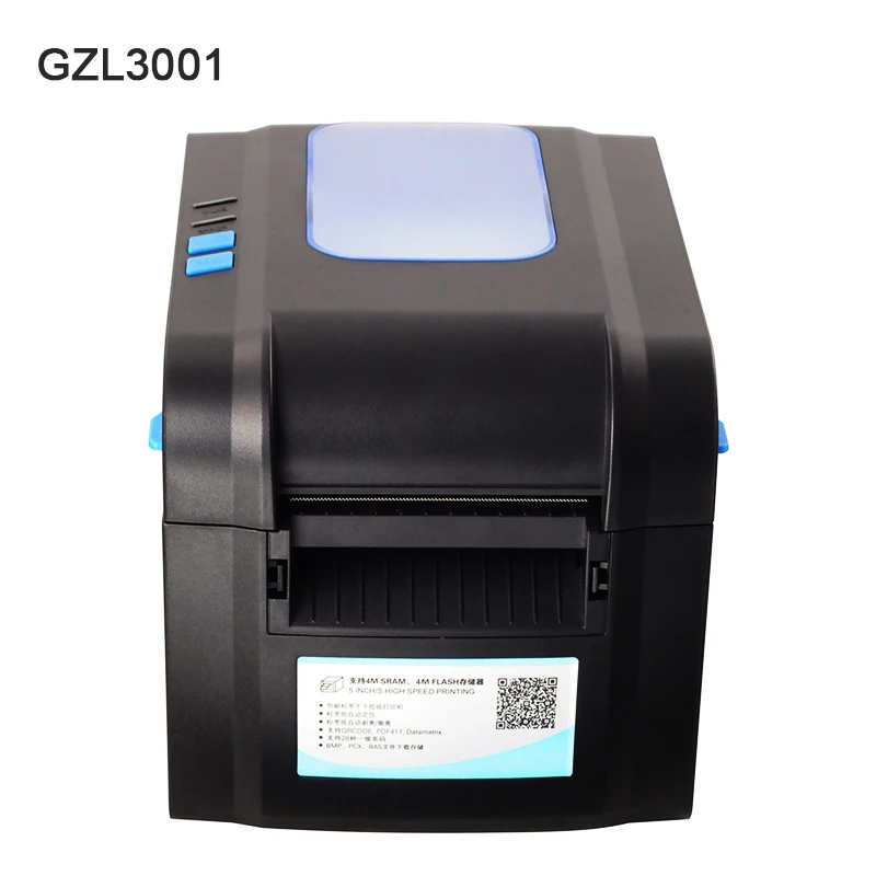 GZL3001 طابعة باركود حرارية ملصقا ورقة USB طابعة تسمية طابعة رموز Qr يمكن طباعة 20 ملليمتر-82 ملليمتر عرض ورقة 127 مللي متر/ثانية سرعة