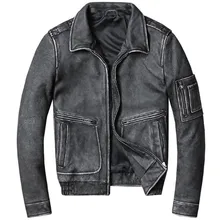 Брендовая мужская куртка из натуральной кожи винтажная Повседневная натуральная коровья замша мужской кожаный плащ Модный Ретро мужской осенне-зимний черный
