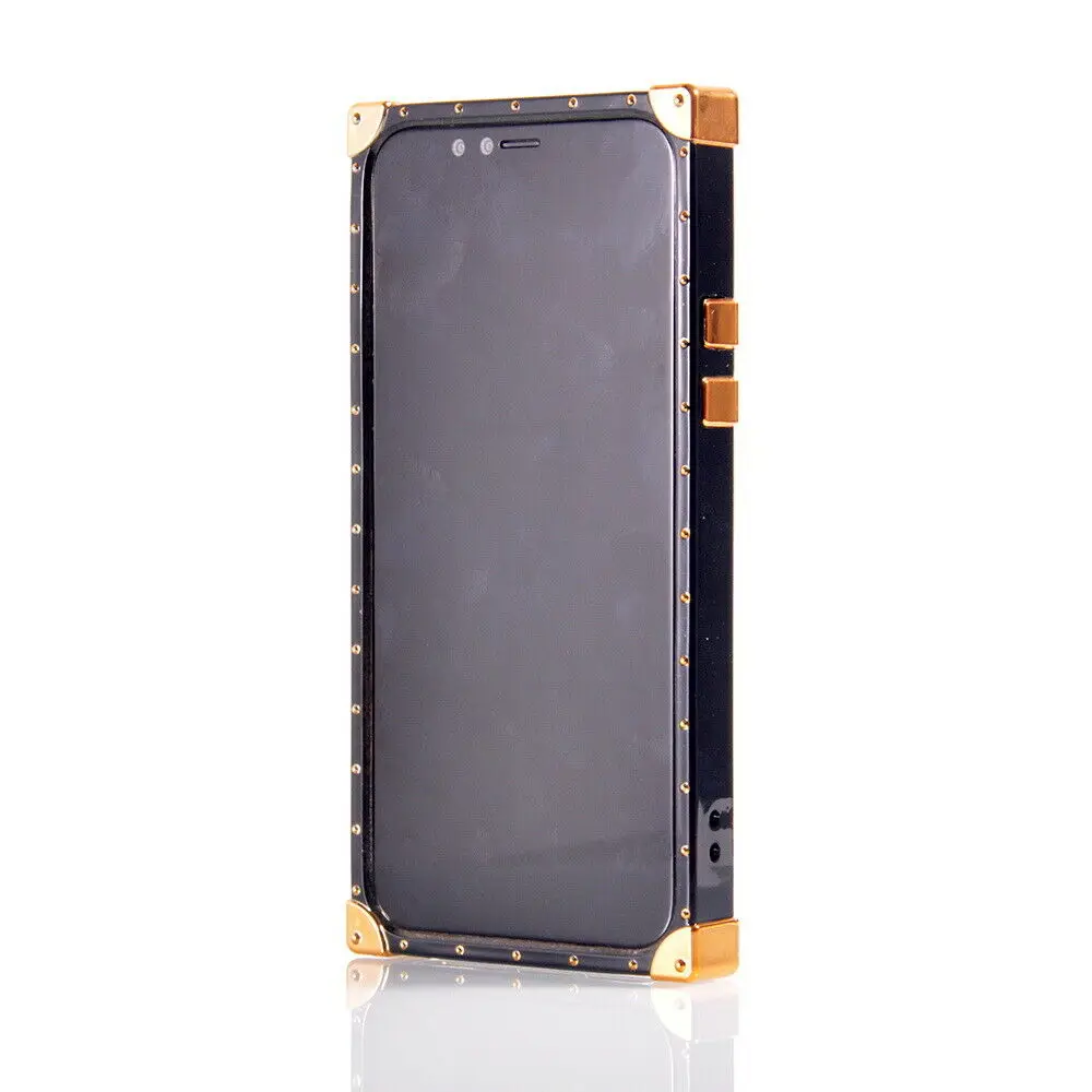 Luxury Rose Flower Blue Ray Square Eye Trunk TPU Case Cover For iPhone Samsung