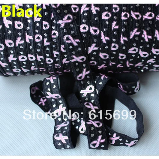 

BLACK Breast Cancer Awareness FOE Ribbon 5/8" foe elastic