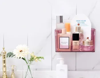 

1PC Bathroom Corner Storage Rack Organizer Shower Wall Shelf with Suction Cup Home Corner Kitchen Bathroom Shelves OK 0701