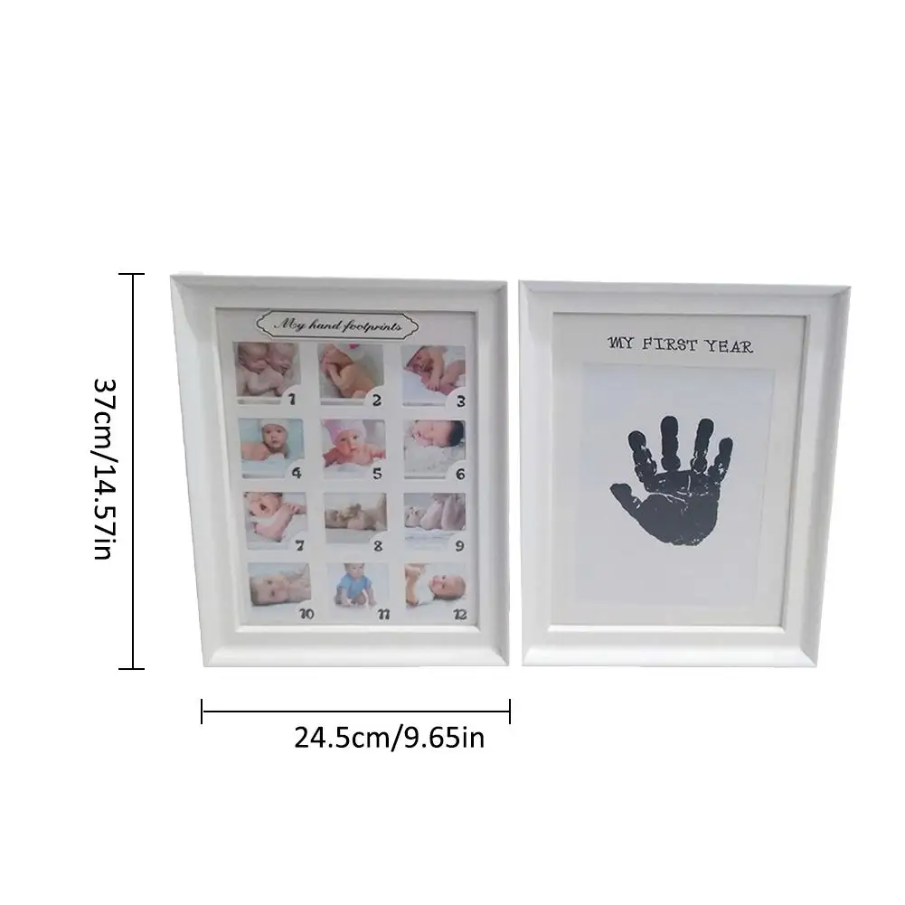 Baby Handprint Footprint Photo Frame Kit For Newborn Boys Girls Clean Touch Ink Pad Photo Frame Baby Footprint