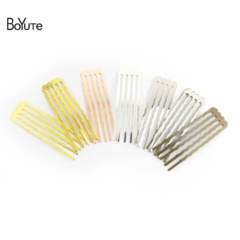 

BoYuTe 20 Pieces 5/10/13 Teeth Metal Brass Hair Comb 7 Colors Plated Diy Hair Accessories