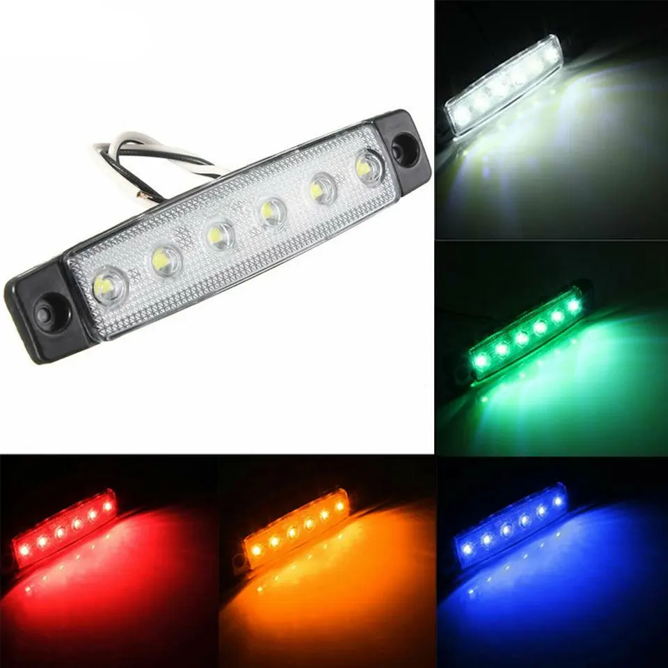 12 V 24 V грузовик габаритного света 6 SMD LED авто прицеп боковой маркер индикаторы свет лампы Amber цвет: желтый, белый зеленый красные, синие