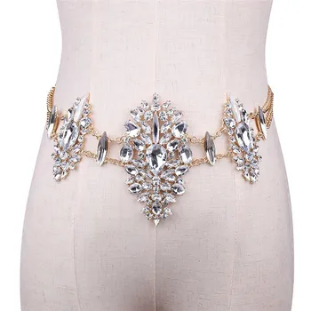 

OTOKY Dropship Women Crystal Rhinestone Bling Statement Body Waist Chain Belt Clubwear Body Chain Jewelry May2818