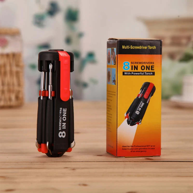 01 JDSR 8 in1 Precision Torx Screwdriver Set PhillipsSlotted Bits LED Torch Light Up  Multitool Home Appliances Repair Hand Tools