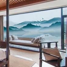 Декоративный в китайском стиле легкий матовый, непрозрачный стеклянный самоклейка на окна чайная комната Конференц-зал спальня балкон затемненная наклейка