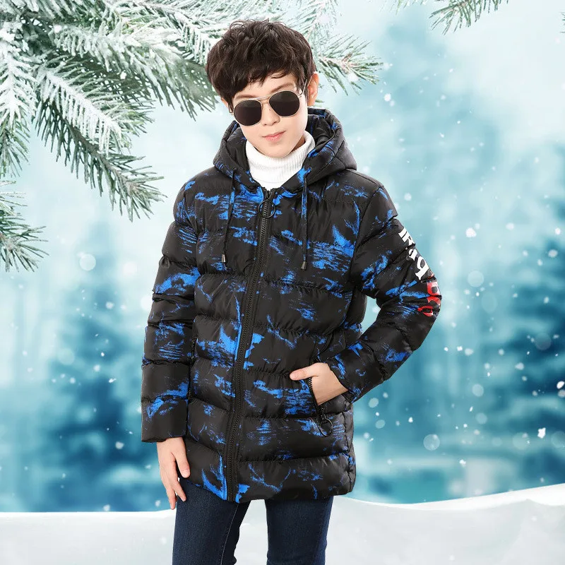 Зимнее пальто высокого качества для мальчиков и девочек детская плотная Теплая стеганая куртка с капюшоном, верхняя одежда детские парки пальто для От 8 до 17 лет