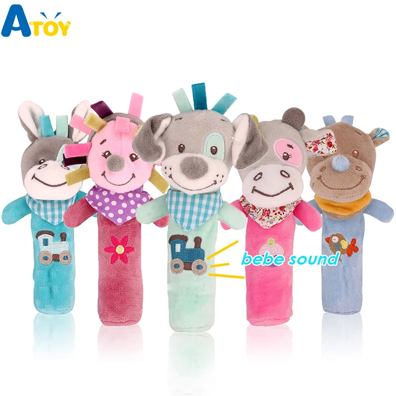 

Baby Kids Rattle Toys Cartoon Animal Plush Hand Bell Newborn Baby Stroller Crib Hanging Rattles Kawaii Baby Infant Toys Gifts
