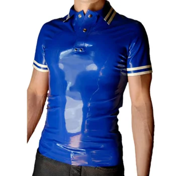 

Rubber Latex Men's T-Shirt Latex Short Sleeves Top Suit 0.4MM Thickness